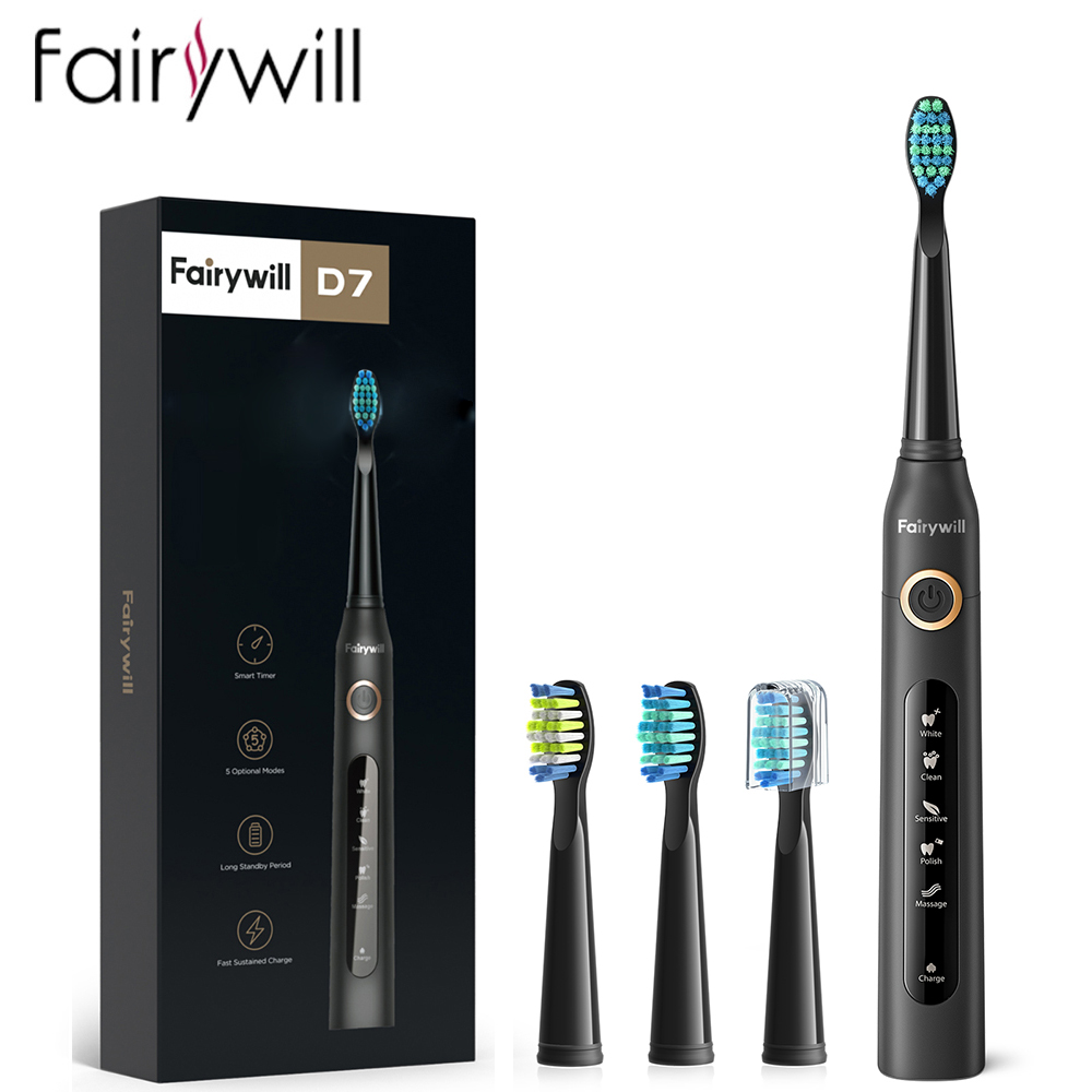 Electric Toothbrush Sonic - Fairyill電動音波歯ブラシUSB充電FW-507充電式防水電子歯ブラシ交換ヘッド大人用