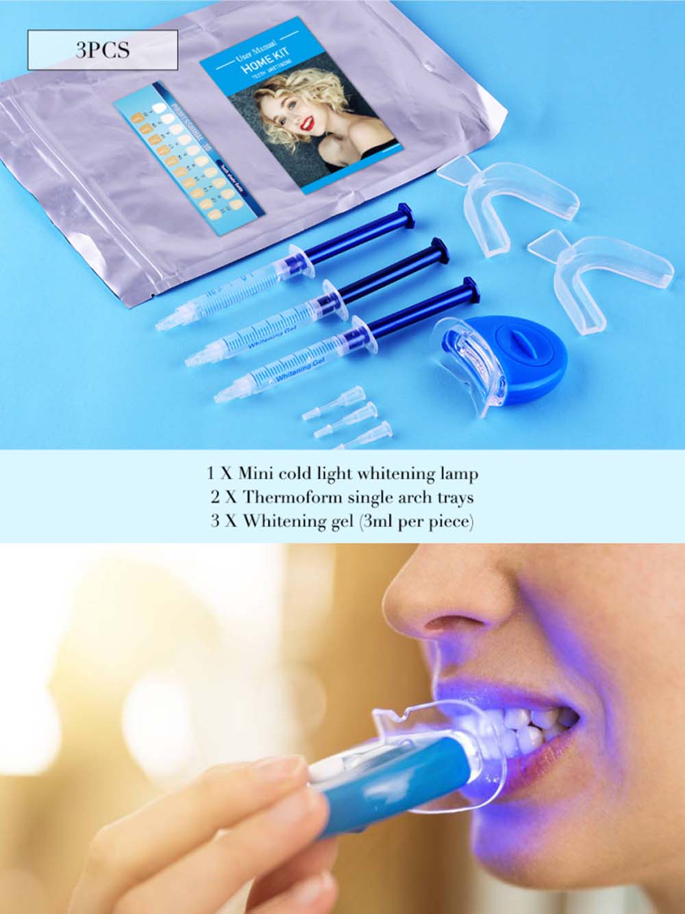 Teeth Whitening With Peroxide - 歯のホワイトニングキット,高品質の製品,過酸化物,明るい白,LEDライト付き,プロのツール