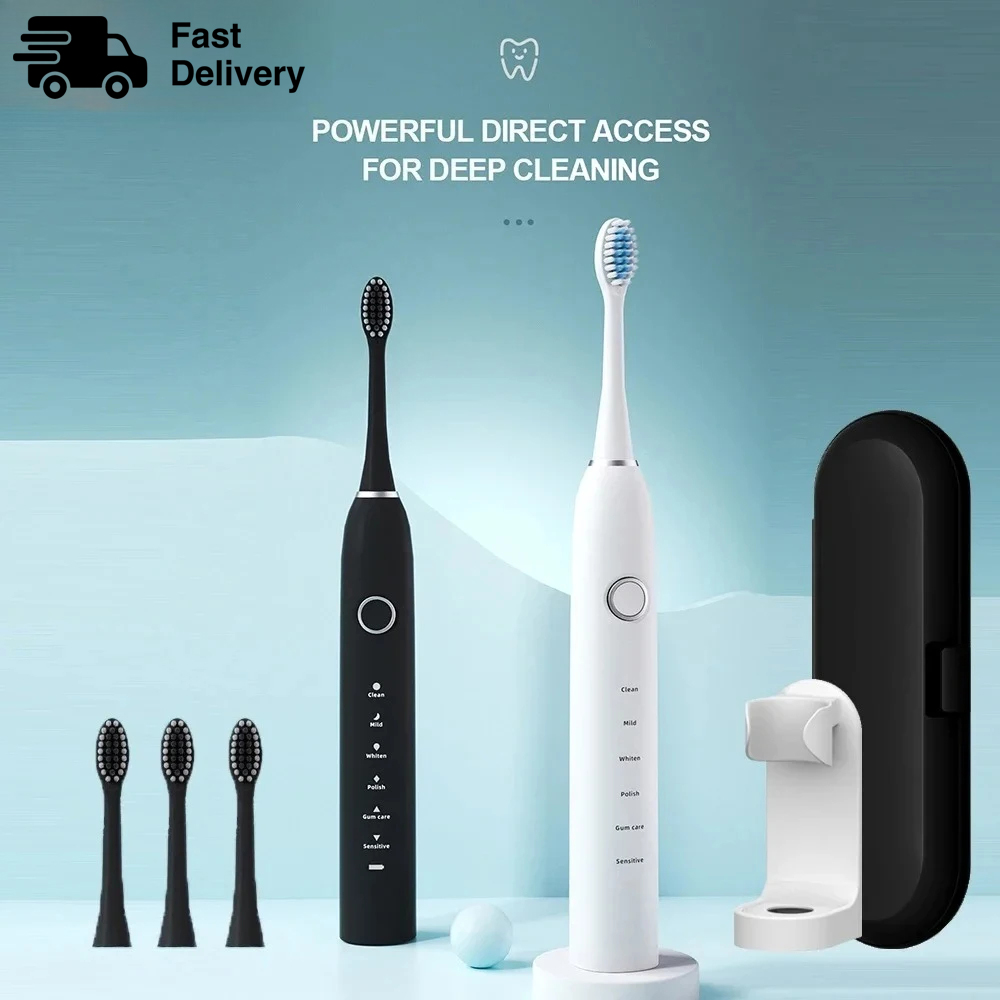 Electric Toothbrush Sonic - KLXKLX ソニック電動歯ブラシ IPX7 充電式スマート超音波歯ホワイトニング歯ブラシ 6モードタイマー歯ブラシキット 新品