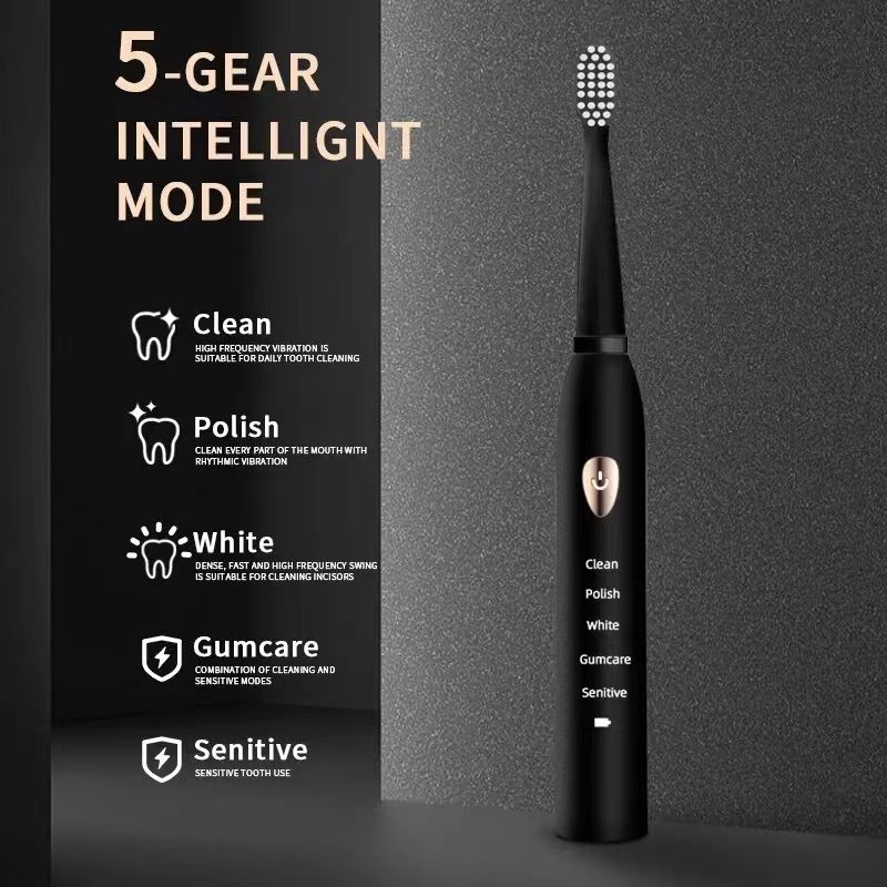 電動歯ブラシ 5 ギアモード USB 充電 4 色 IPX7 - Electric Toothbrush Sonic のレビューと価格