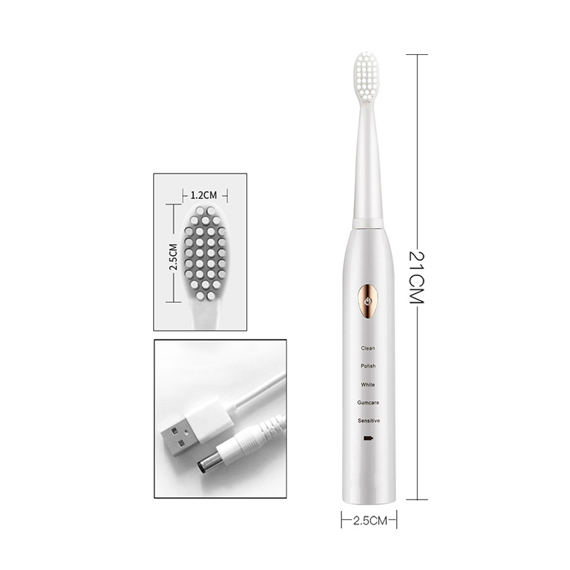 電動歯ブラシ 5 ギアモード USB 充電 4 色 IPX7 - Electric Toothbrush Sonic のレビューと価格
